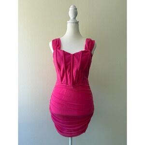 Privy Mesh Bodycon Mini Dress Medium Sweetheart Neck Ruched Corset Party Club